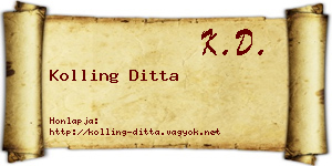Kolling Ditta névjegykártya